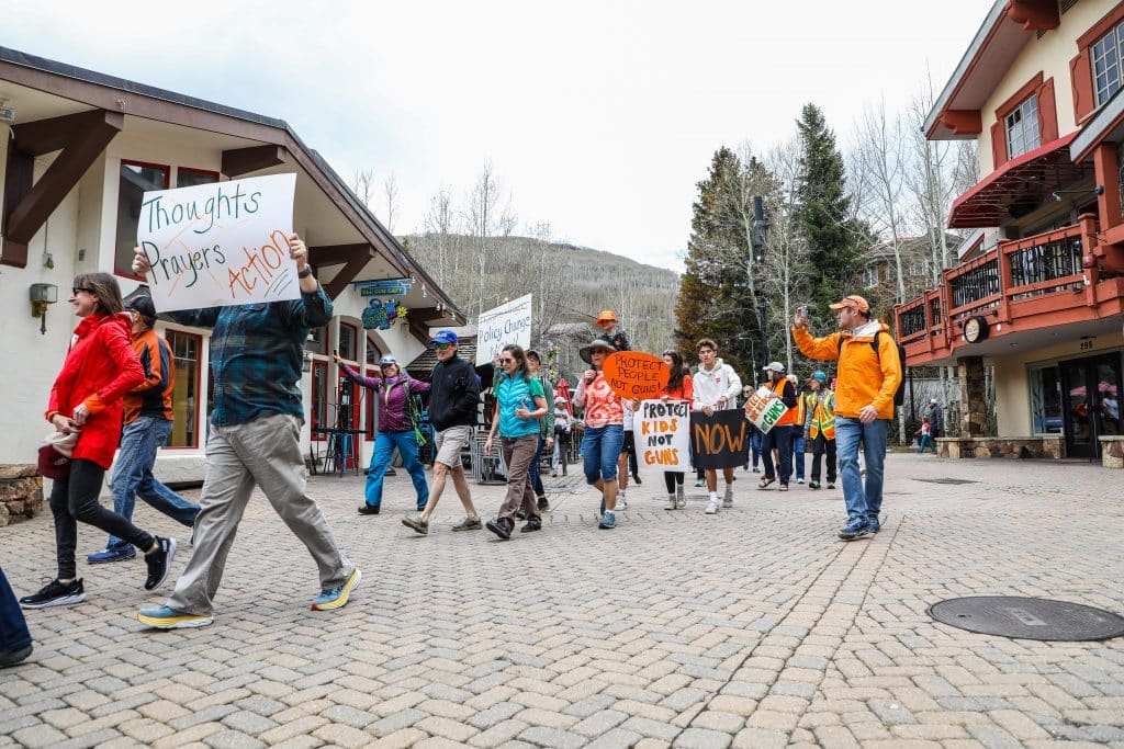 Moms march in Vail in support of gun reform Sunday, a day after six